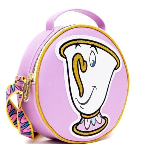 Disney Cross Body, Round, Beauty and the Beast Chip Lavender, Vegan Leather - Picture 5 of 7